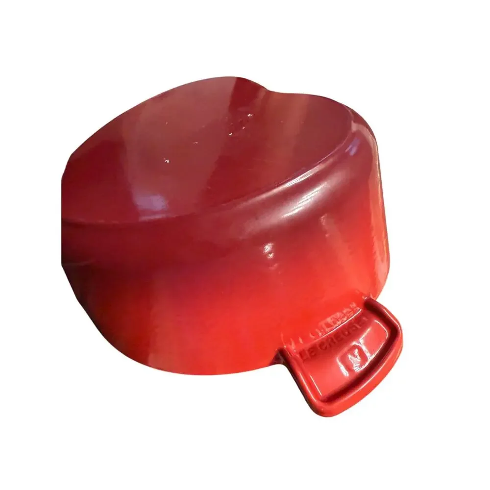 Le Creuset Heart Cast Iron Dutch Oven Cocotte Cerise Red 2 Qt w/ Lid France